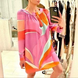 New Pucci Silk Dress Pink Orange
